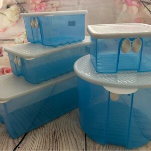 Tupperware Blue and White Food Storage Set